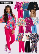 Kit Sortido 10 Peças de Roupas Infantis Menina Inverno - 5 Conjuntos