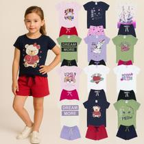 Kit Sortido 10 Peças Inf Menina Kit 5 Conjuntos Infantil (5 Camiseta + 5 Shorts)