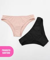 Kit Sortido 2 Calcinhas Biquíni Estampada Bege-70015