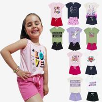 Kit Sortido 20 Peças de Roupas Infantil Menina Kit 10 Conjuntos Infantil (10 Camiseta + 10 Shorts)