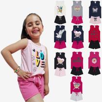 Kit Sortido 20 Peças de Roupas Infantil Menina Kit 10 Conjuntos Infantil (10 Regatas + 10 Shorts)