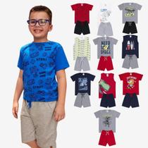 Kit Sortido 20 Peças de Roupas Infantil Menino Kit 10 Conjuntos Infantil (10 Camiseta + 10 Shorts)