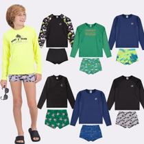 Kit Sortido 4 Peças de Roupas Infantis Menino Moda Praia- 2 Camisas + 2 Sungas Kit Sortido 4 Peças de Roupas Infantis Menino Moda Praia- 2 Camisas + 2 Sungas