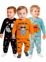Kit Sortido 4 Peças Pijama Comprido Infantil Menino 2 Camisas 2 Calças Kit com 2 Pijamas de Roupa Infantil Menino Kit Sortido 4 Peças Pijama Comprido Infantil Menino 2 Camisas 2 Calças Kit com 2 Pijamas de Roupa Infantil Menino