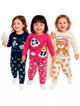 Kit Sortido 4 Peças Pijama Manga Longa Bebê Menina 2 Camisas 2 Calças Kit com 2 Pijamas de Roupa Infantil para bebê Kit Sortido 4 Peças Pijama Manga Longa Bebê Menina 2 Camisas 2 Calças Kit com 2 Pijamas de Roupa Infantil para bebê