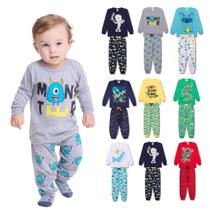 Kit Sortido 4 Peças Pijama Manga Longa Bebê Menino 2 Camisas 2 Calças Kit com 2 Pijamas de Roupa Infantil bebê Kit Sortido 4 Peças Pijama Manga Longa Bebê Menino 2 Camisas 2 Calças Kit com 2 Pijamas de Roupa Infantil bebê