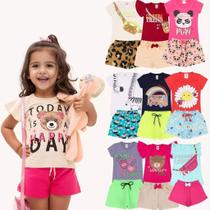 Kit Sortido 6 Peças de Roupas Infantil feminino bebê Menina 3 Camisetas 3 Bermudas Kit 3 com Conjuntos Infantil Verão para Menina Bebê dias quentes Kit Sortido 6 Peças de Roupas Infantil feminino bebê Menina 3 Camisetas 3 Bermudas Kit 3 com Conjuntos Infantil Verão para Menina Bebê dias quentes