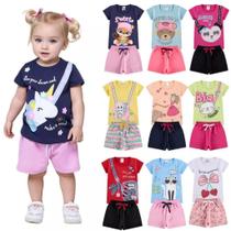 Kit Sortido 6 Peças de Roupas Infantil feminino bebê Menina 3 Camisetas 3 Bermudas Kit 3 com Conjuntos Infantil Verão para Menina Bebê dias quentes Kit Sortido 6 Peças de Roupas Infantil feminino bebê Menina 3 Camisetas 3 Bermudas Kit 3 com Conjuntos Infantil Verão para Menina Bebê dias quentes