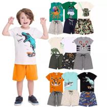 Kit Sortido 6 Peças de Roupas Infantil Masculino para Menino 3 Camisetas 3 Bermudas Kit com 3 Conjuntos Infantil Verão para Menino dias quentes Kit Sortido 6 Peças de Roupas Infantil Masculino para Menino 3 Camisetas 3 Bermudas Kit com 3 Conjuntos Infantil Verão para Menino dias quentes