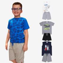 Kit Sortido 6 Peças de Roupas Infantil Menino Kit 3 Conjuntos Infantil (3 Regatas + 3 Shorts)