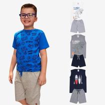 Kit Sortido 6 Peças de Roupas Infantil Menino Kit 3 Conjuntos Infantil (3 Regatas + 3 Shorts)
