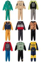 Kit Sortido 6 Peças de Roupas Masculino Infantil Inverno 3 blusas casacos + 3 calças -