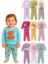 Kit Sortido 6 Peças Pijama Comprido Infantil Menina bebê 3 Camisas 3 Calças Kit com 3 Pijamas longo e Roupa bebê Menina