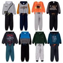 Kit Sortido 8 Peças Moletom Infantil Menino Juvenil Masculino 4 jaqueta 4 calças