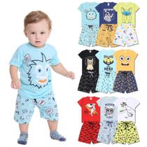 Kit Sortido 8 Peças Pijama Curto Bebê Menino 4 Camisas 4 Bermudas Kit 4 Pijamas menino Bebê Roupa Infantil Kit Sortido 8 Peças Pijama Curto Bebê Menino 4 Camisas 4 Bermudas Kit 4 Pijamas menino Bebê Roupa Infantil