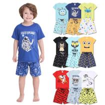Kit Sortido 8 Peças Pijama Curto infantil Menino 4 Camisas 4 Bermudas Kit 4 Pijamas menino Roupa Infantil Kit Sortido 8 Peças Pijama Curto infantil Menino 4 Camisas 4 Bermudas Kit 4 Pijamas menino Roupa Infantil