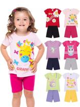 Kit Sortido conjunto bebê 6 Peças de Roupas Bebê Menina Conjunto Ciclista Roupas Bebê Menina