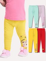 Kit Sortido de 3 Calças Leggings de Cotton para bebê Menina Legging bebê conforto