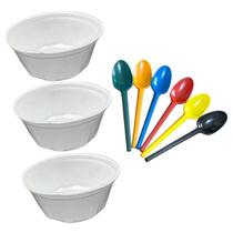 Kit Sorvete Açaí 200 Colheres +200 Cumbucas Isopor 200Ml