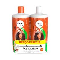Kit SOS Cachos Coco Profundo Shampoo e Condicionador Litrão Salon Line
