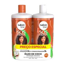 Kit SOS Cachos Coco Profundo Shampoo e Condicionador Litrão Salon Line - S.O.S Cachos