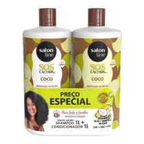 Kit SOS Cachos Coco Profundo Shampoo e Condicionador Litrão Salon Line