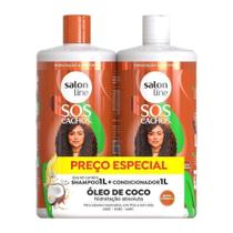 Kit SOS Cachos Coco Profundo Shampoo e Condicionador Litrão Salon Line