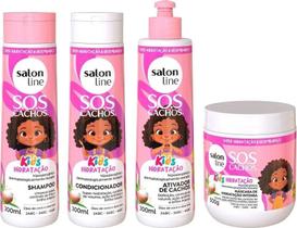 Kit SOS Cachos Kids Hidratação Salon Line - Shampoo + Condicionador + Máscara + Ativador de Cachos