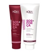 Kit sos + força shampoo e máscara hidratante desmaia cabelo hoka