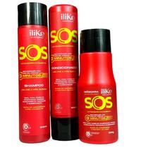 Kit SOS ILIKE Shampoo, Condicionador e Máscara Profissional