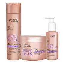 Kit SOS Instant Shampoo + Máscara Reconstrutora + Leave In Alta Moda Kit SOS Instant Shampoo + Máscara Reconstrutora + Leave In Alta Moda