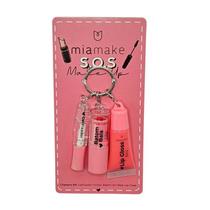 Kit SOS Make Up Batom, Gloss e Gel Fixador Mia Make Cor:02 - Rosa