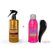 Kit SOS + Queratina Banho de Verniz Forever Liss +Escova