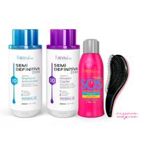 Kit SOS + SemiDefinitiva 2 Etapas 300ml Forever Liss +Escova