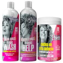 Kit Soul Power Color Curls Shampoo Condicionador E Creme Pentear Grande Restaurador Cabelo Colorido - BEAUTY COLOR