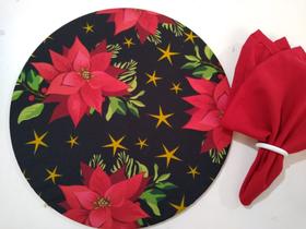 kit Sousplast 4 lugares flor Natal + Trilho