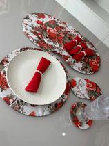 Kit Sousplat 6 Lugares Redondo Para Mesa Posta Com Base MDF e Guardanapo