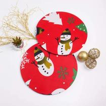 Kit Sousplat de Natal Redondo Vermelho Papai Noel Guirlanda e MDF