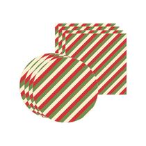Kit Sousplat + Guardanapo Natal Fundo Listrado