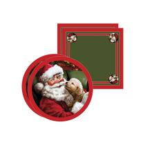 Kit Sousplat + Guardanapo Natal Papai Noel/Cachorro