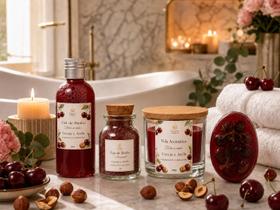 Kit Spa Aromático Artesanal Presente Dia dos Namorados Vela Aromática, Sabonete, Sais de Banho e Gel de Banho