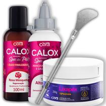 Kit Spa Calox Gel Óleo Rosa Mosqueta Lixapéx Ureia E Bisturi