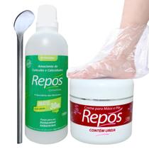 Kit Spa dos Pés Repós Amaciante Botinha Espátula 222 e Ureia Tratamento de Calosidades