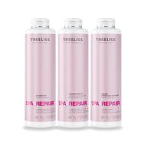 Kit Spa Repair Treeliss 1L 3 Passos Reconstrução Capilar Hidratação Profunda Cabelos Danificados