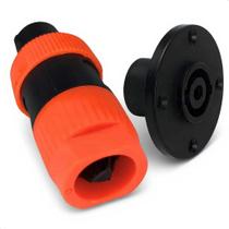Kit Speakon 4P Painel Conector Macho e Fêmea Laranja