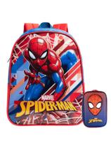 Kit Spider Homem Aranha Mochila Costas Mini + Estojo Box