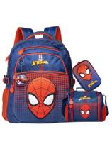 Kit Spider Man Mochila Costa + Lancheira + Estojo Box Marvel