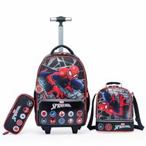 Kit Spider Man Mochila Lancheira Estojo Escolar Rodinha Infantil Masculino Marvel