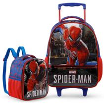Kit Spider Man R1 Escolar Mochila De Rodinhas E Lancheira