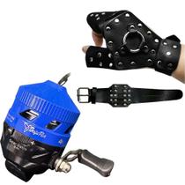 Kit Spin Cast com Linha Luva + Bracelete Proteção para Pesca Direita